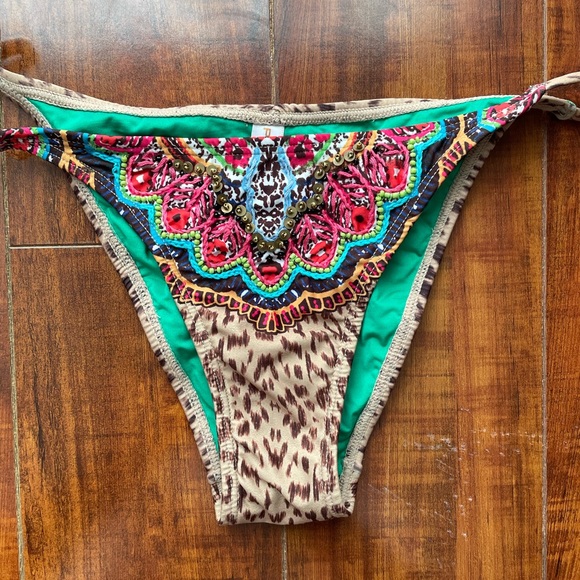 NWOT PILYQ Animal Print Beaded Bikini S 🐆 - Picture 2 of 5